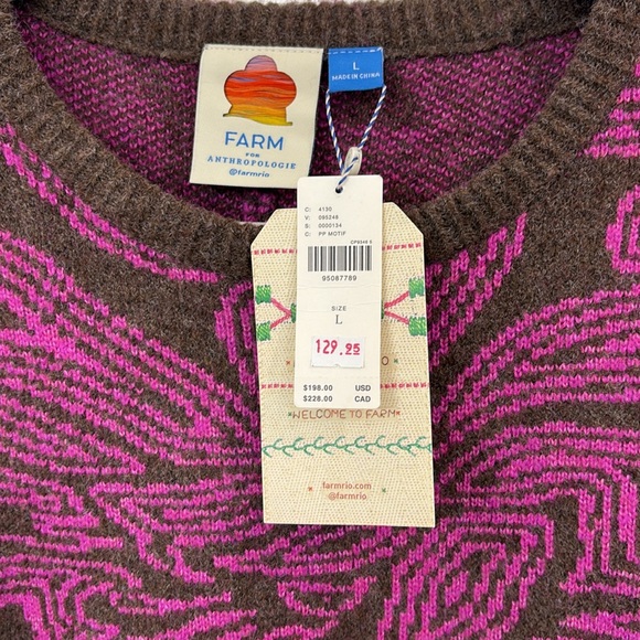 FARM Rio Pink and Brown Patterned Dress NWT - Picture 3 of 4